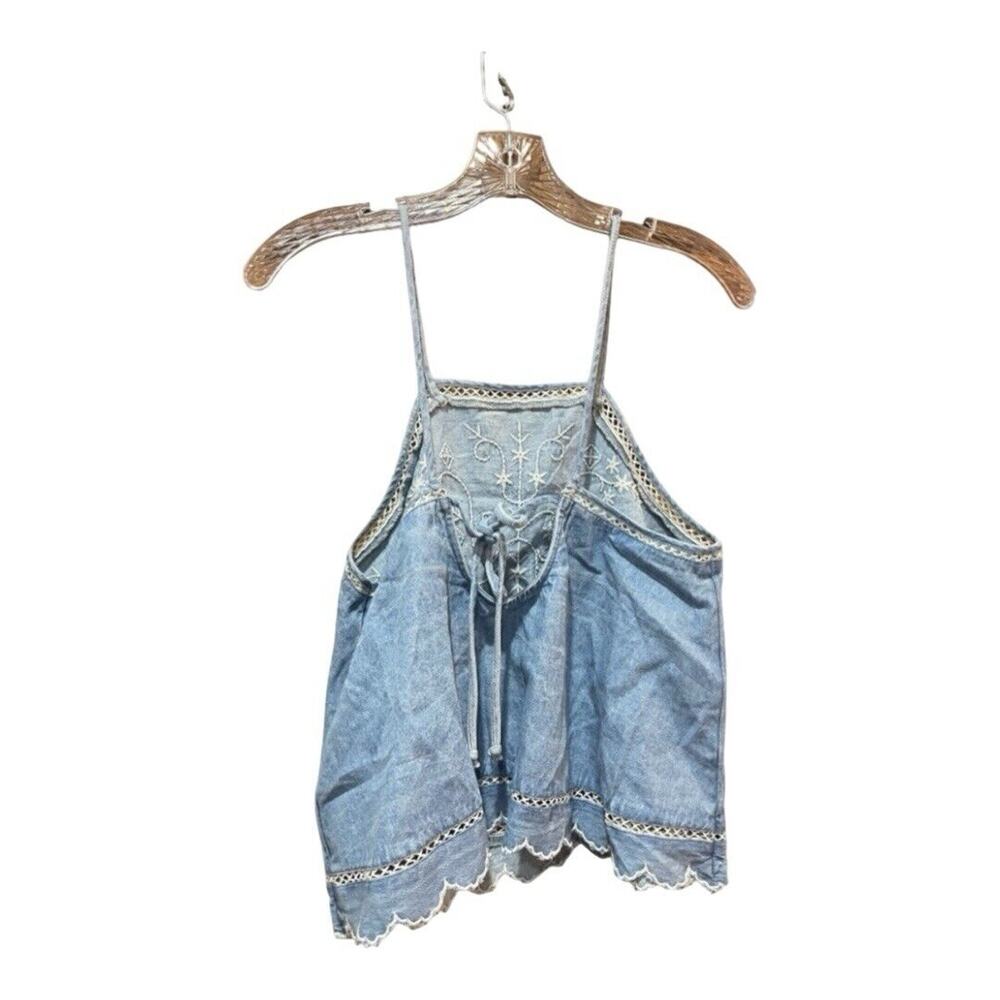 American Eagle Denim Embroidered Tank - Picture 2 of 3